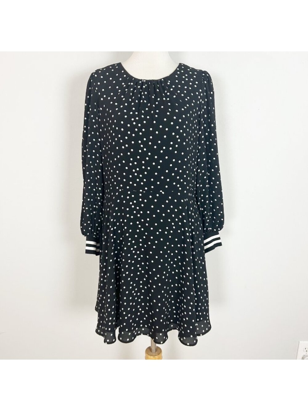 Vince Camuto Black &‎ White Polka Dot Fit & Flare Dress Classic Size 14 Women's